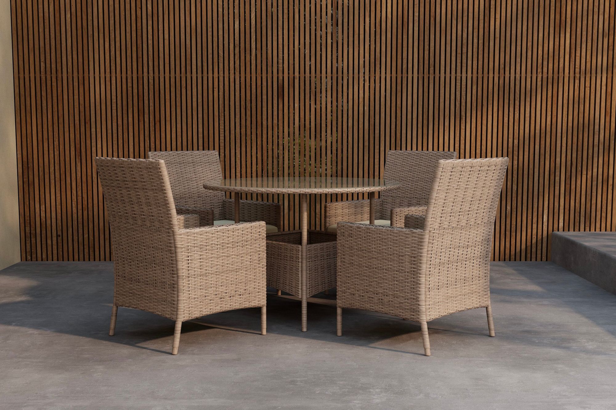 Venture Home Lefkas rund Dining Set - Brown Steel Rattan