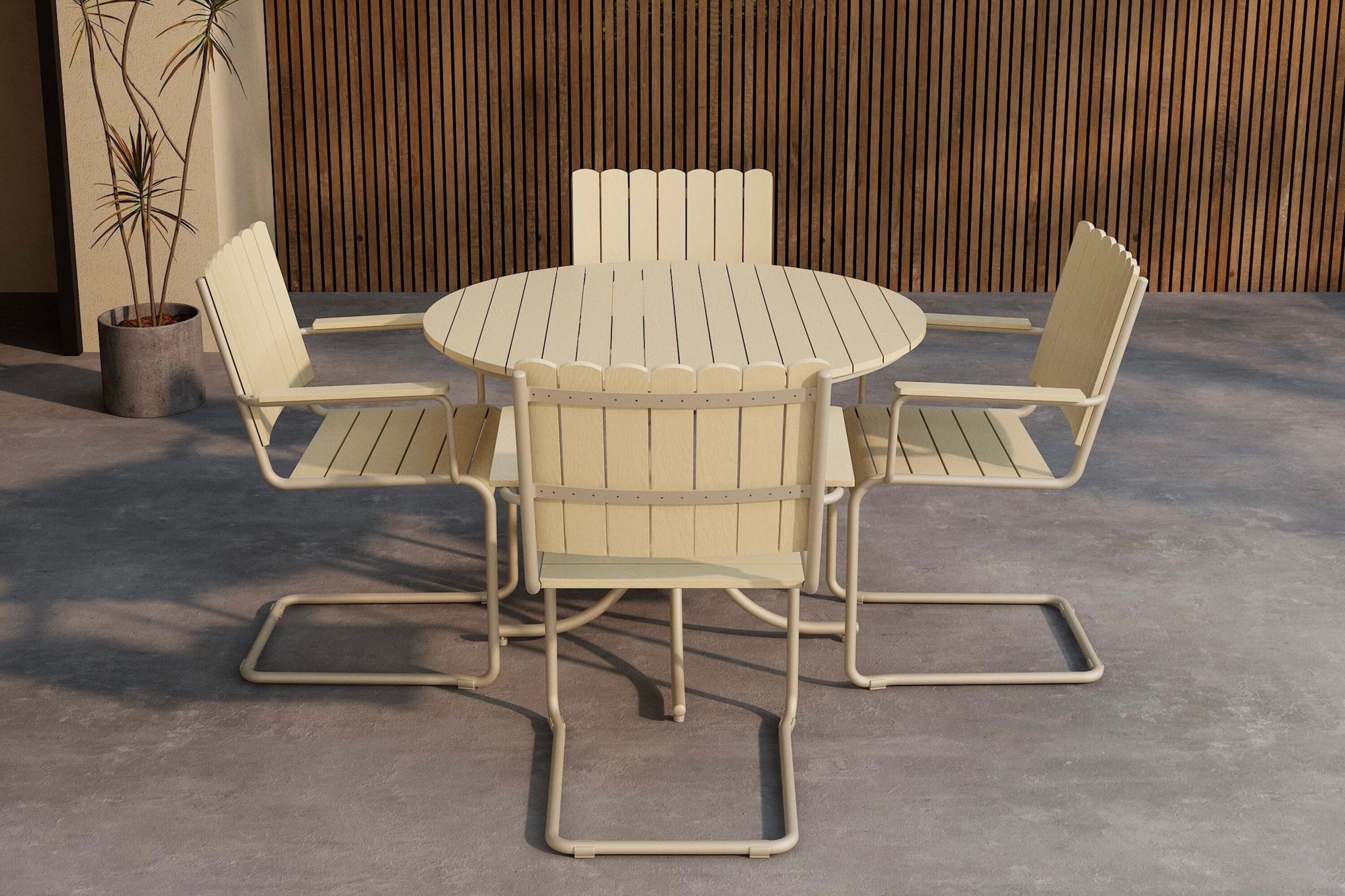 Venture Home Holmsund Dining Set - Beige / Beige Polywood