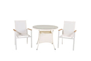 Venture Home Volta spisebord - White - ø90+Texas Arm stol (stackable) - White / Teak_2