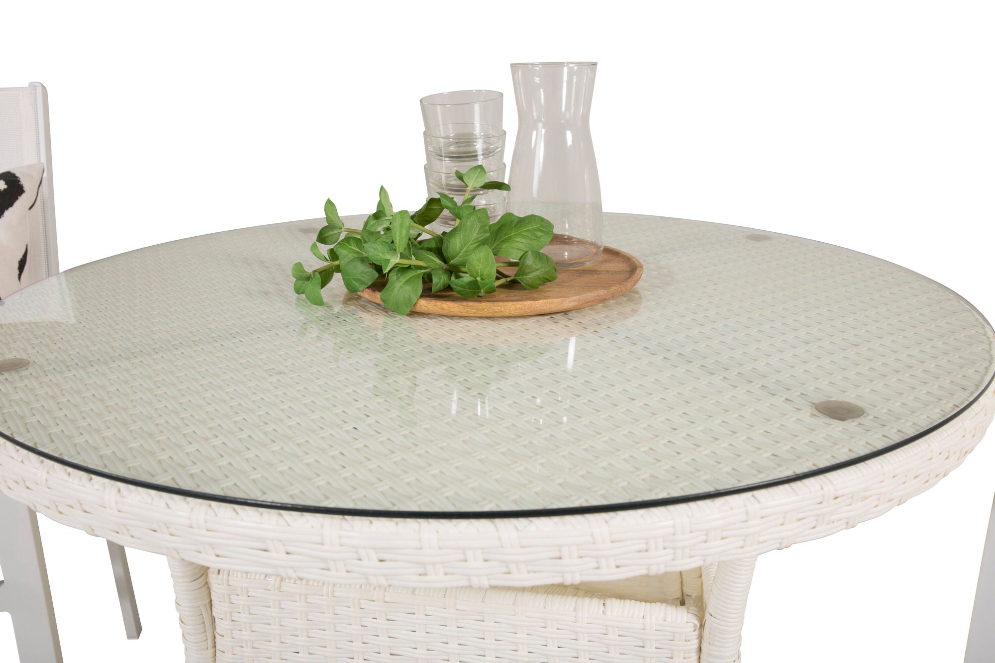 Venture Home Volta spisebord - White - ø90+Texas Arm stol (stackable) - White / Teak_2
