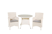 Venture Home Volta spisebord - White - ø90+Malin Arm stol with cushion - White / Grey cushion_2