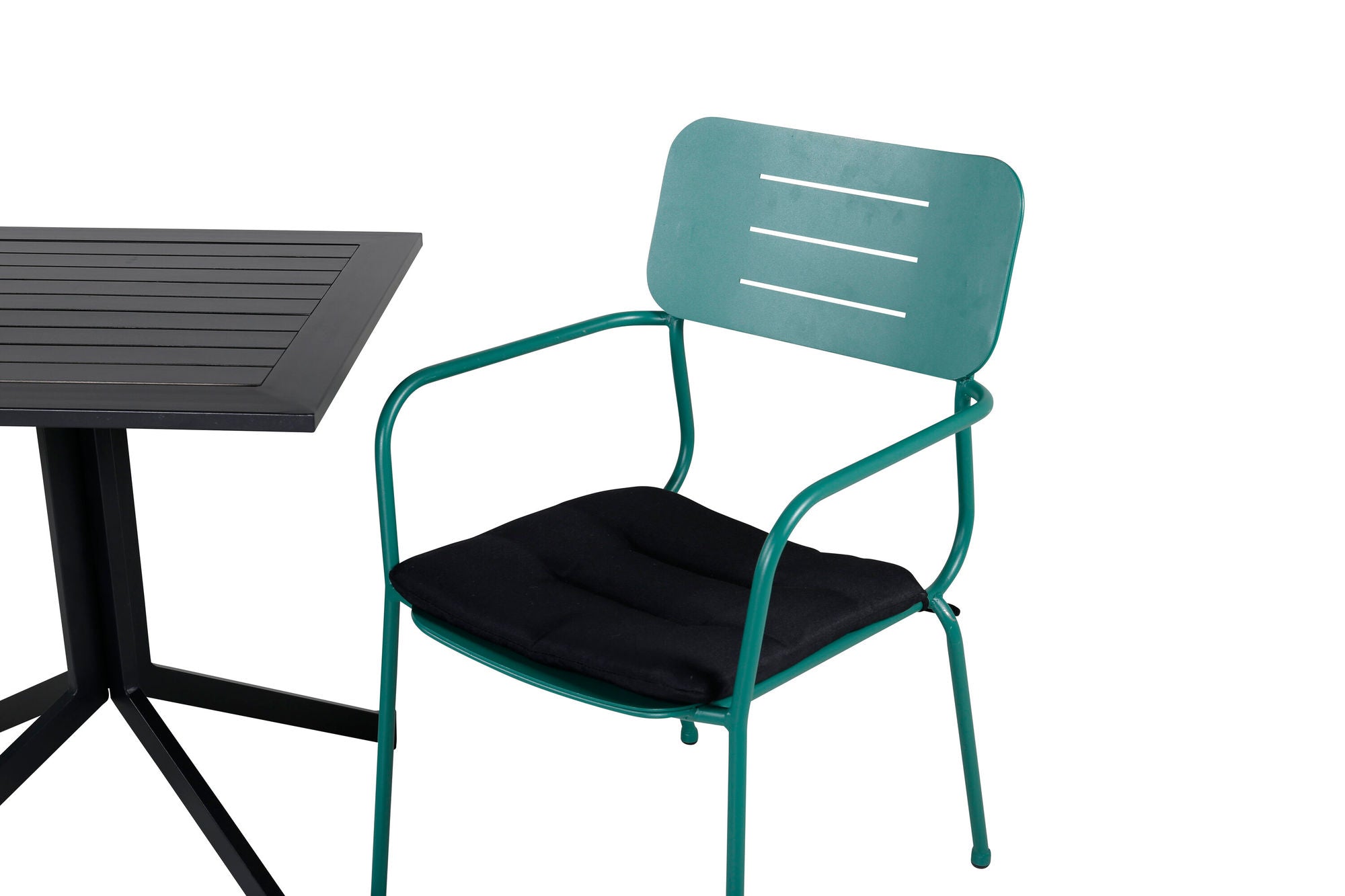 Venture Home Way café bord 70*70+Nicke Dining chair w. armrest - Green Steel_2