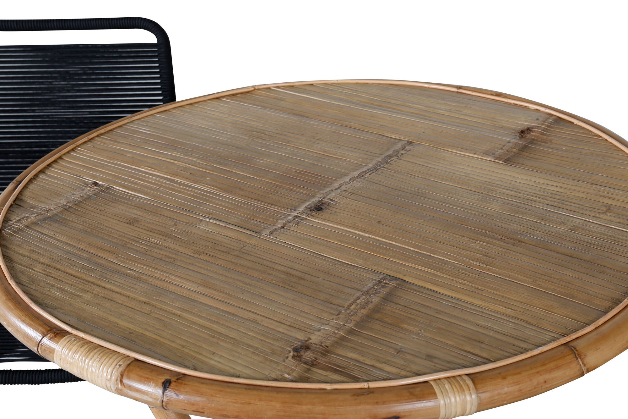 Venture Home Cane Café bord ø80cm - Bamboo+Lindos Stacking stol - Black Alu / Black Rope_2