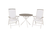 Venture Home Parma cafébord ø90 - White Alu / Grey Aintwood+Albany stol 5:pos - White Alu /
