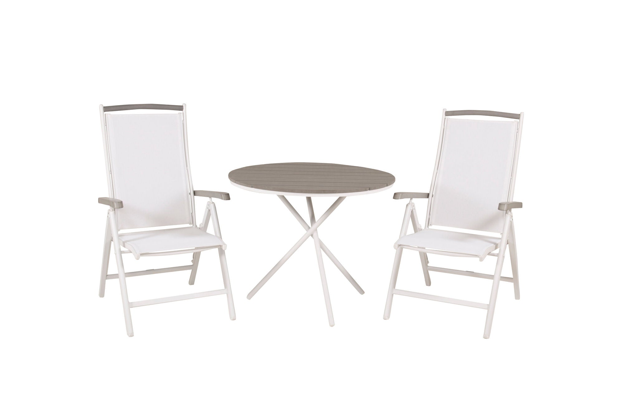 Venture Home Parma cafébord ø90 - White Alu / Grey Aintwood+Albany stol 5:pos - White Alu /