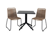 Venture Home Way café bord 70*70+Lindos Stacking stol - Black Alu / Latte Rope_2