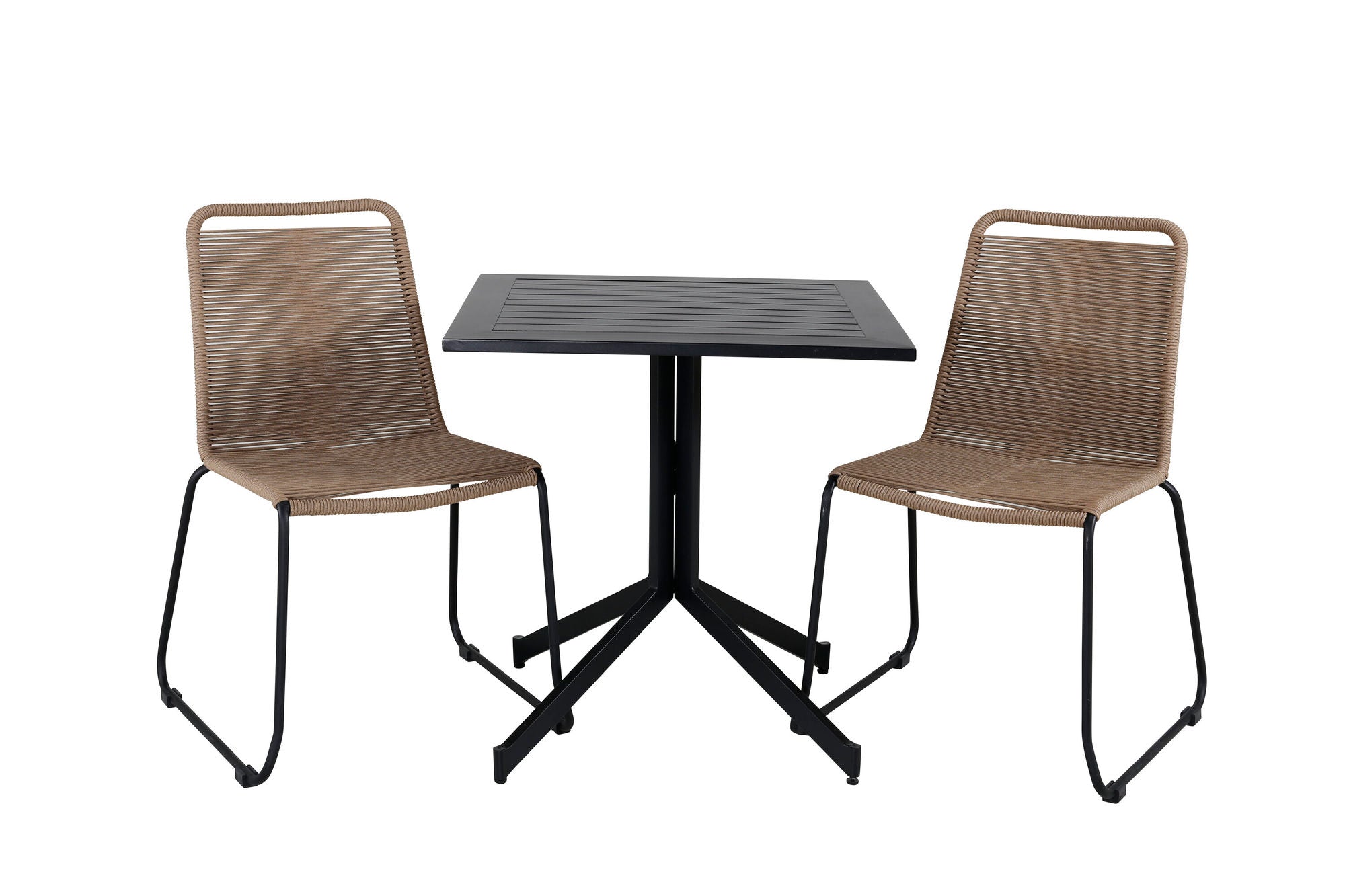 Venture Home Way café bord 70*70+Lindos Stacking stol - Black Alu / Latte Rope_2