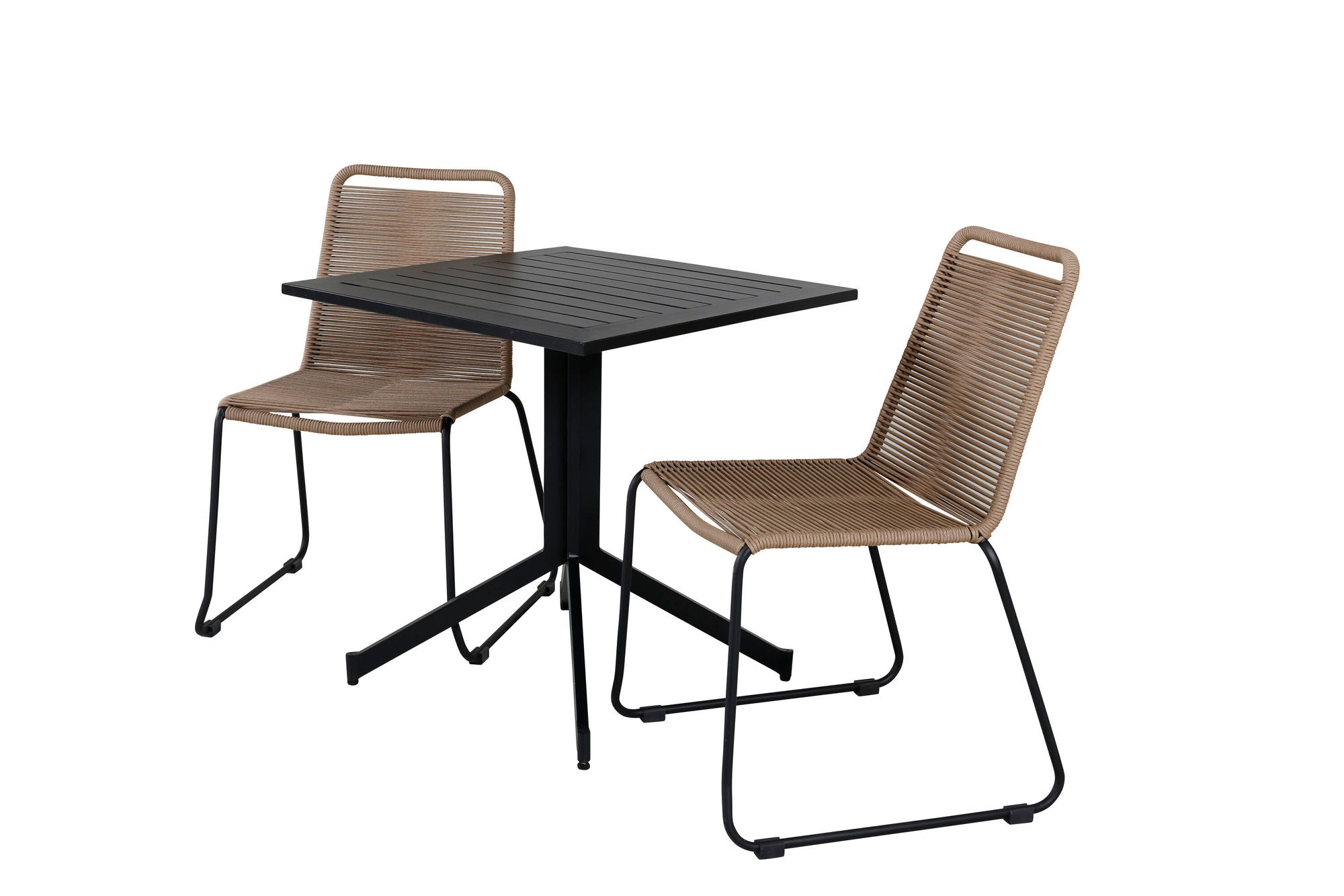 Venture Home Way café bord 70*70+Lindos Stacking stol - Black Alu / Latte Rope_2