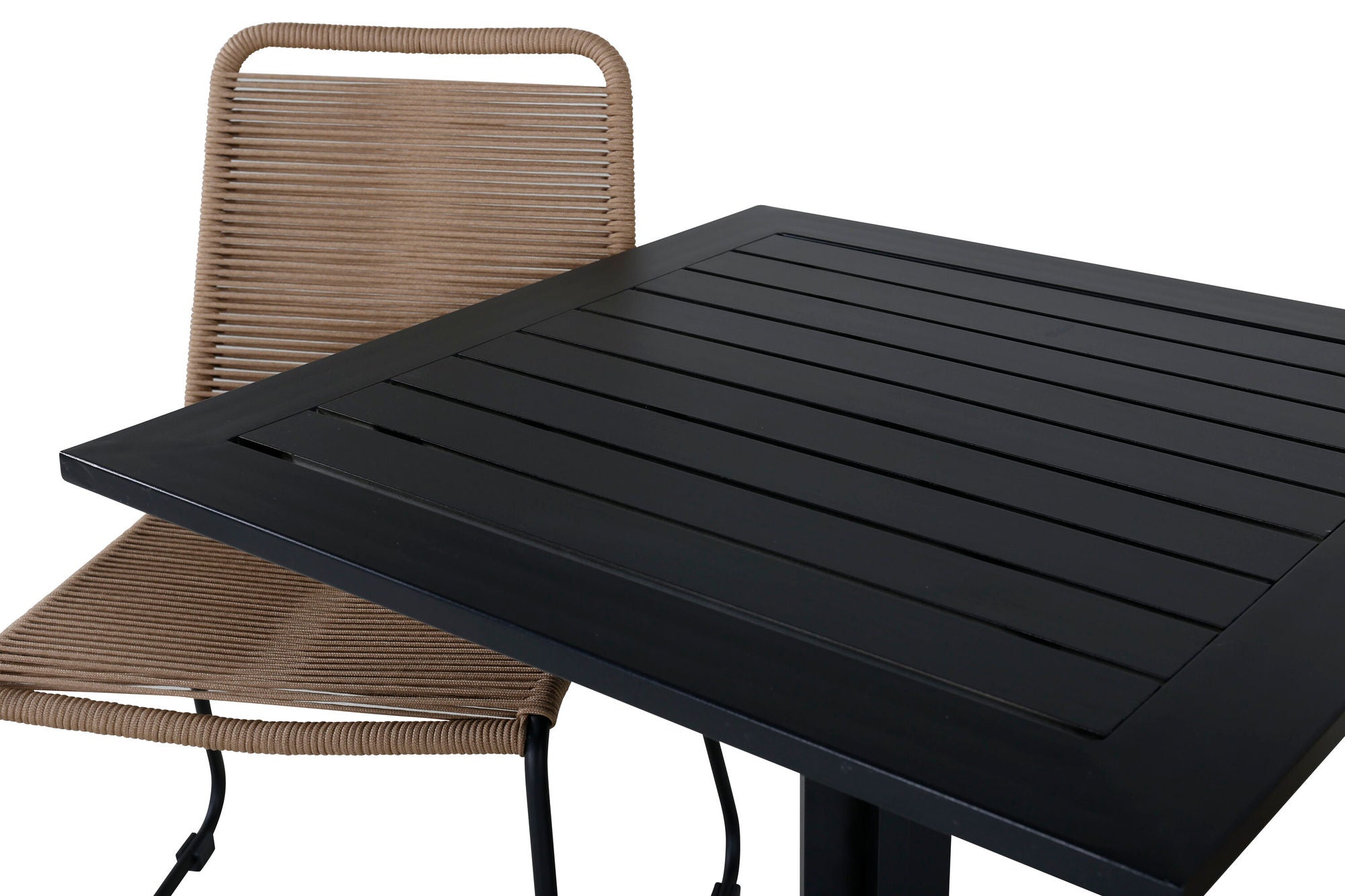 Venture Home Way café bord 70*70+Lindos Stacking stol - Black Alu / Latte Rope_2