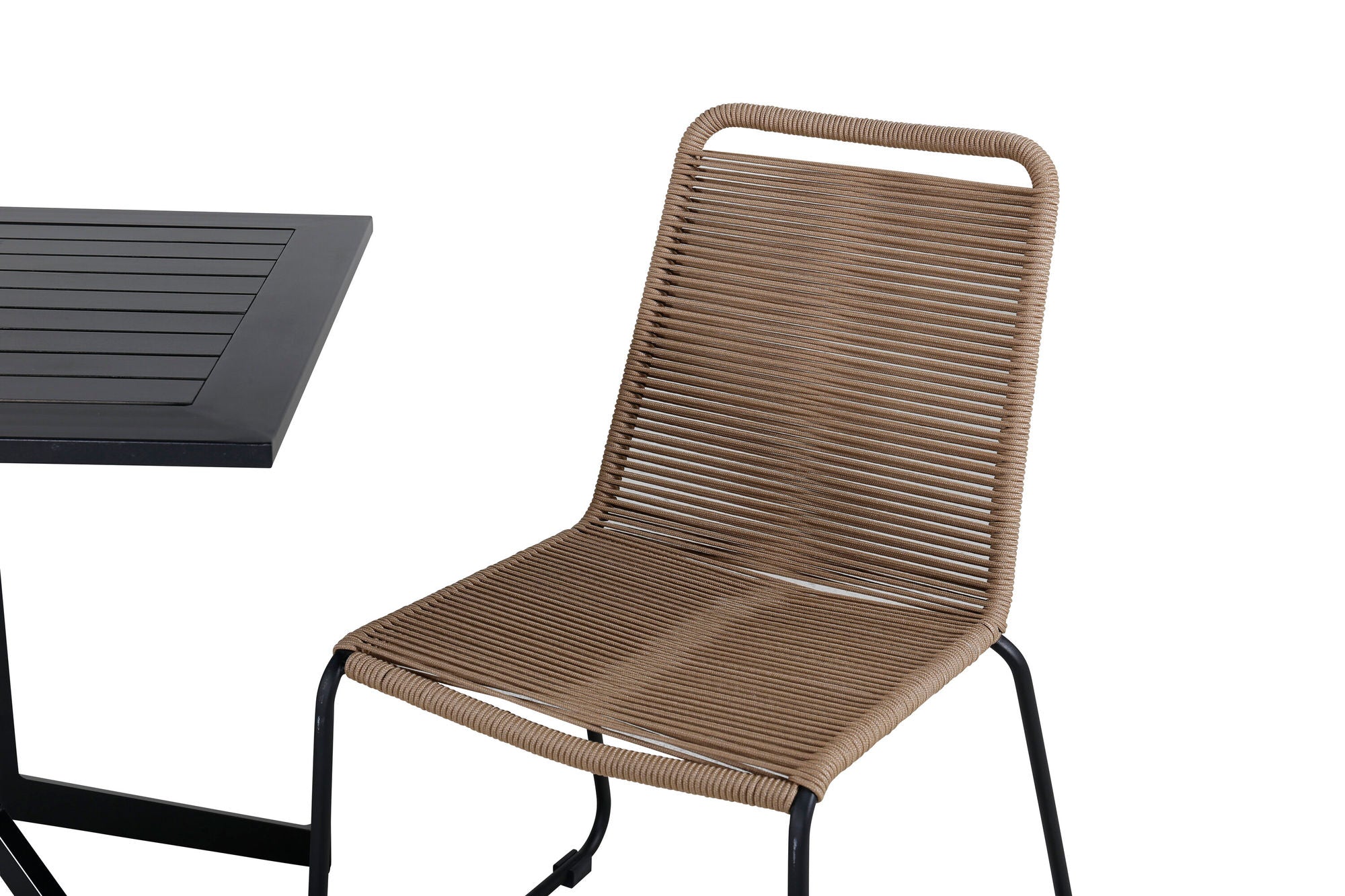 Venture Home Way café bord 70*70+Lindos Stacking stol - Black Alu / Latte Rope_2