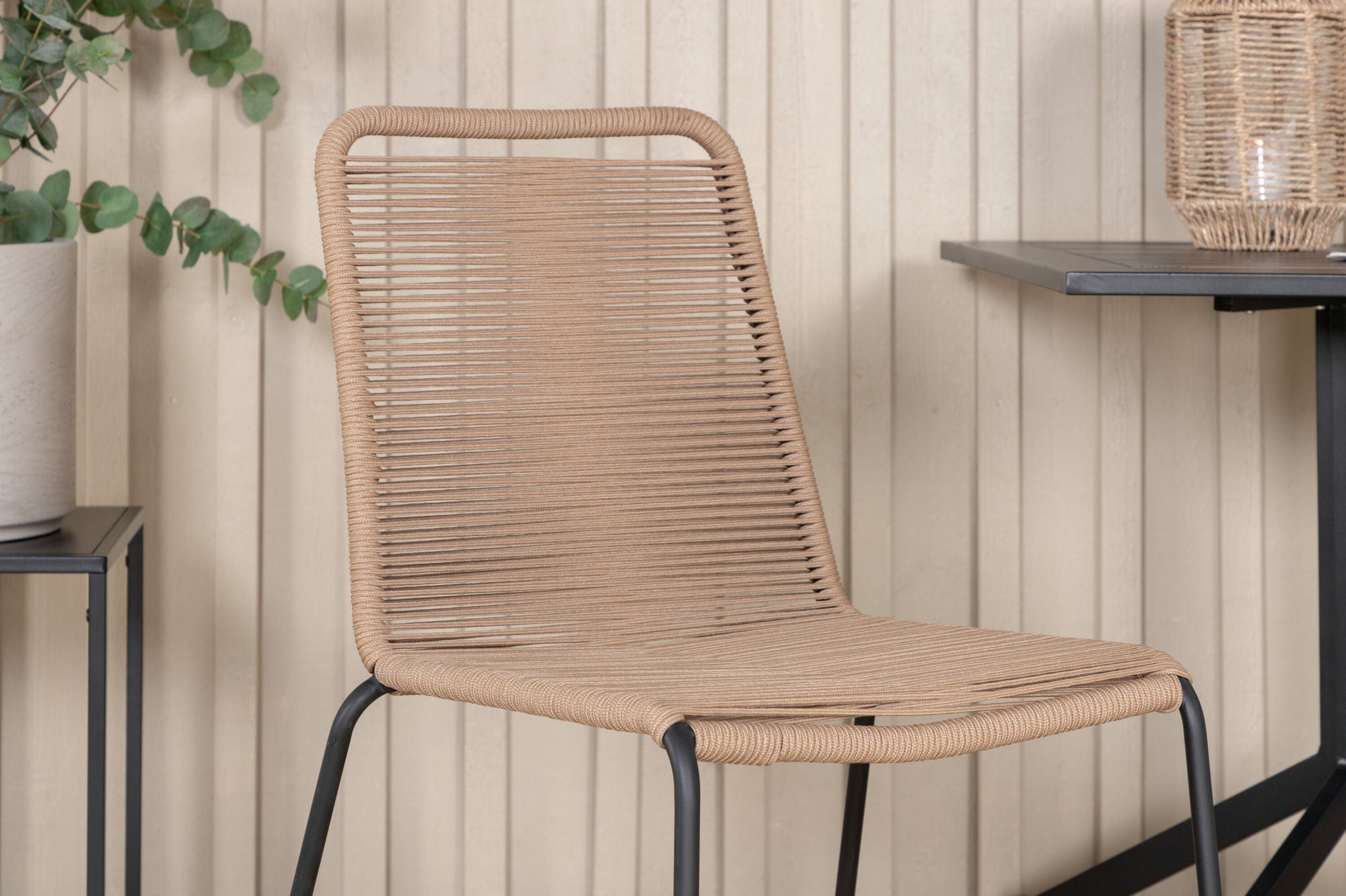 Venture Home Way café bord 70*70+Lindos Stacking stol - Black Alu / Latte Rope_2
