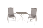 Venture Home Parma cafébord ø90 - White Alu / Grey Aintwood+Albany stol 5:pos - White Alu / Grey Textilene / Aintwood_2