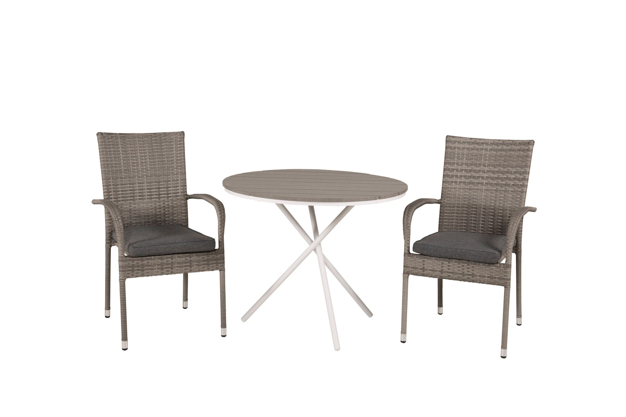 Venture Home Parma cafébord ø90 - White Alu / Grey Aintwood+Anna Arm stol (stackable) - Grey_2