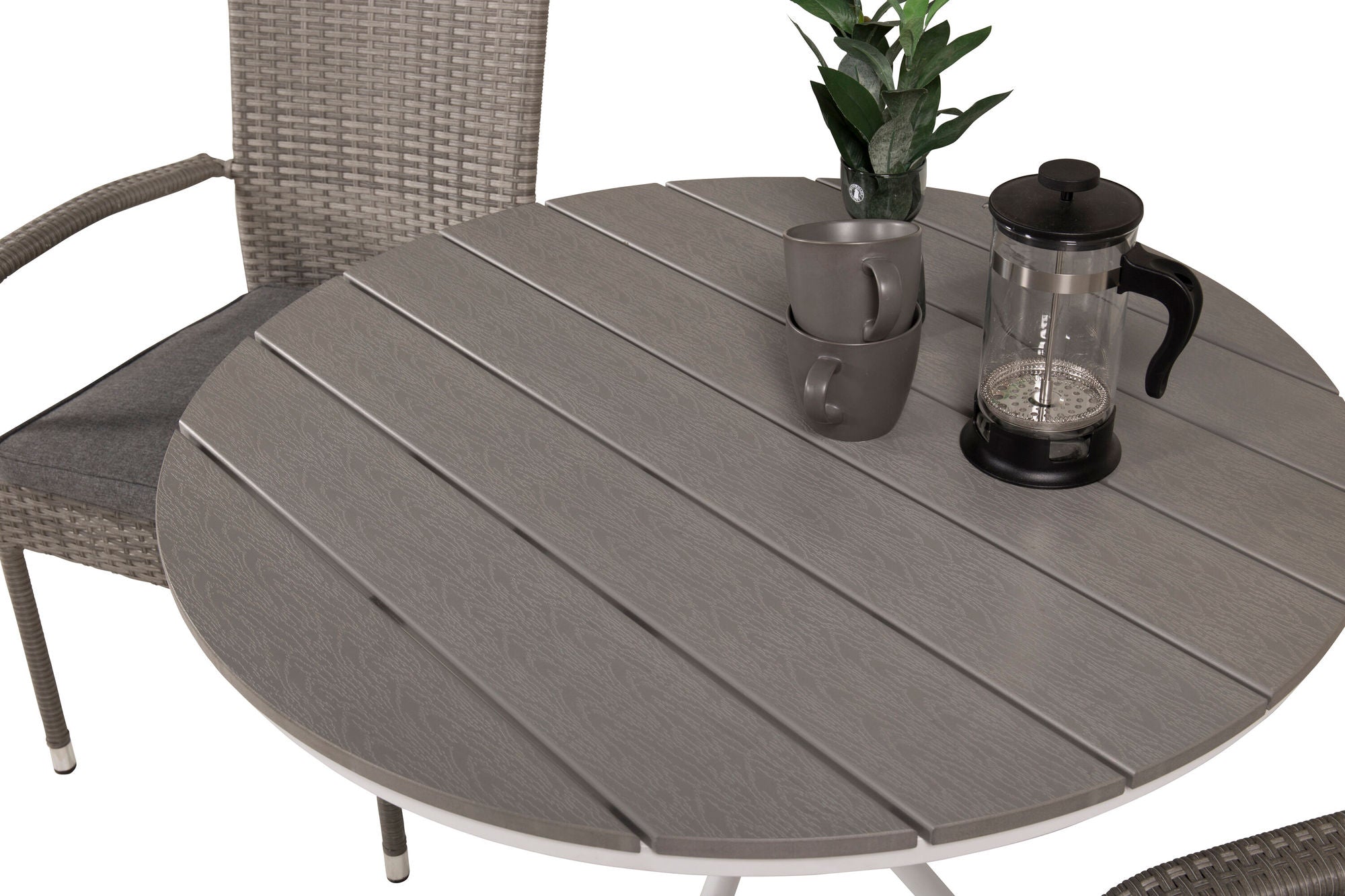 Venture Home Parma cafébord ø90 - White Alu / Grey Aintwood+Anna Arm stol (stackable) - Grey_2