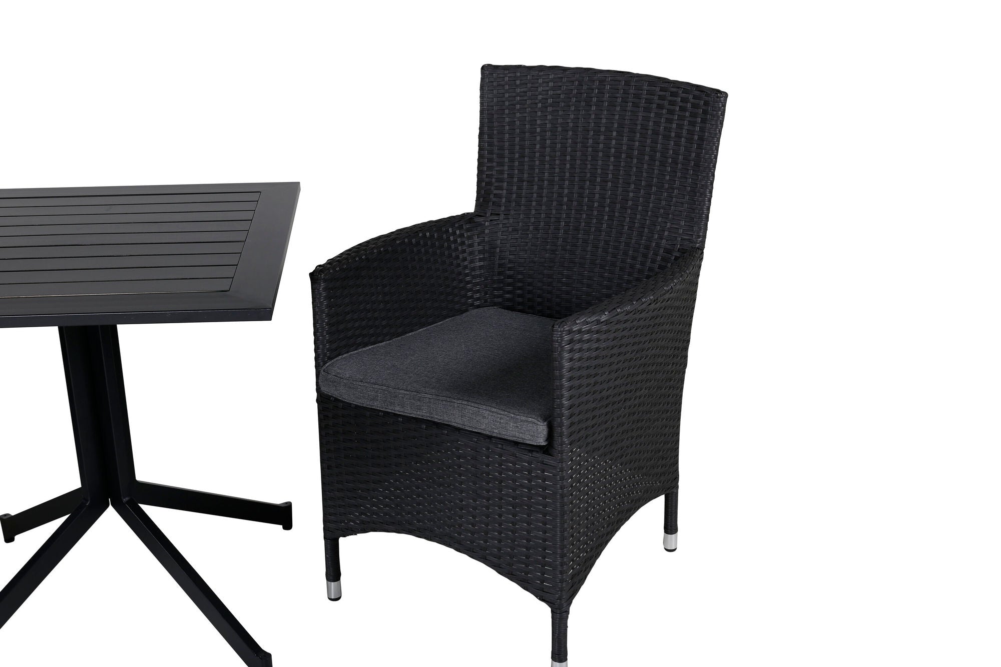 Venture Home Way café bord 70*70+Malin Armchair - Black/Grey_2