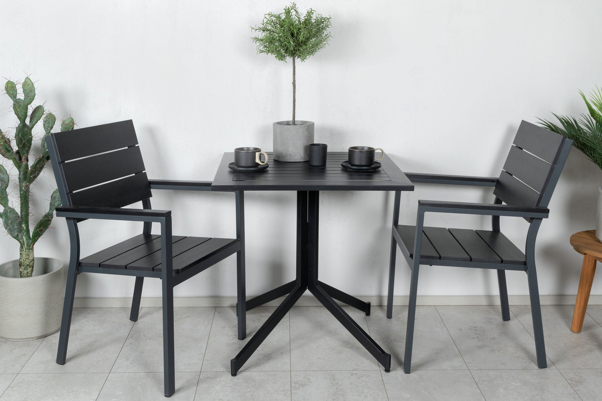 Venture Home Way café bord 70*70+Levels stol (stackable) - Black Alu / Black Aintwood_2