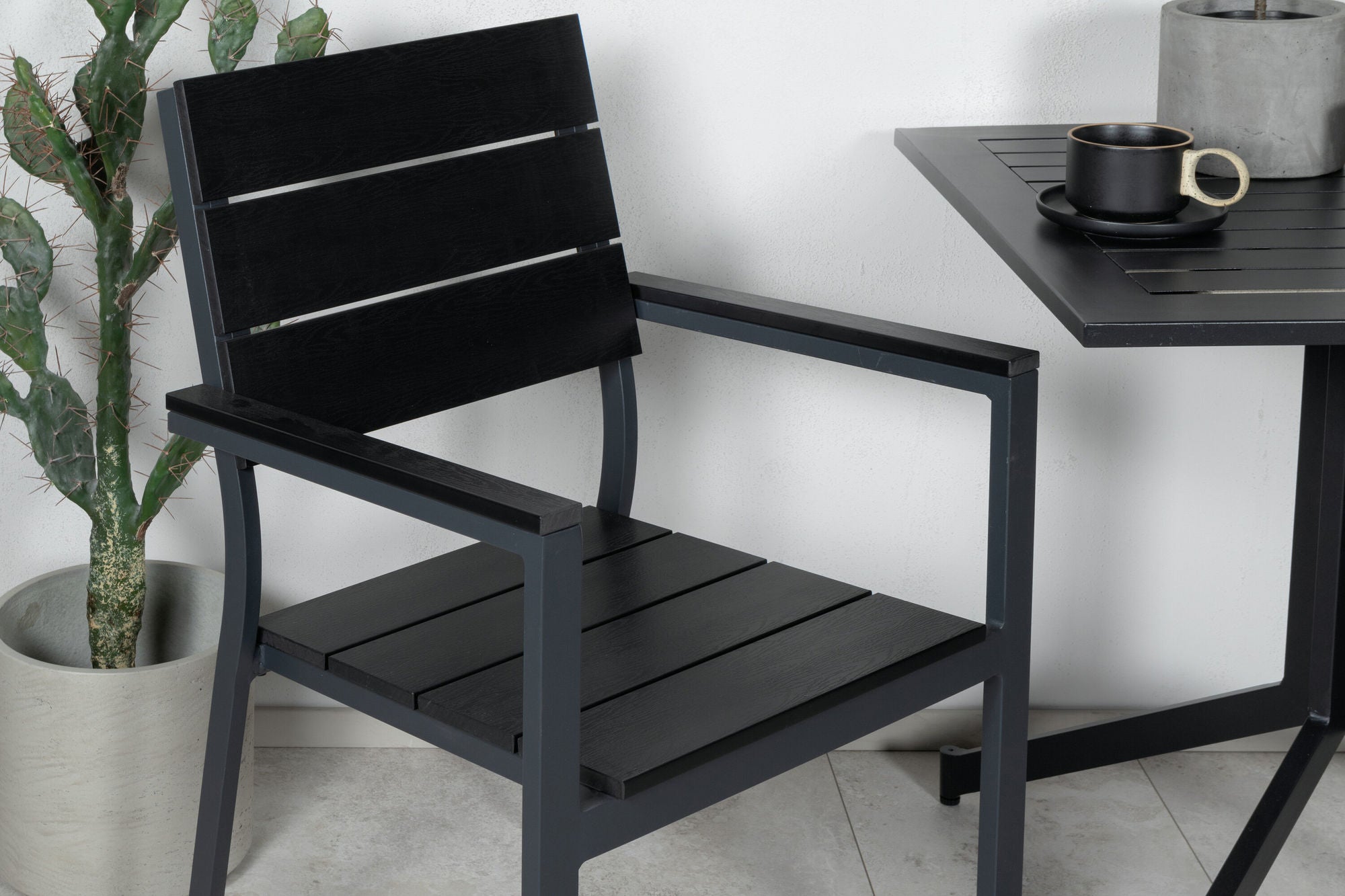 Venture Home Way café bord 70*70+Levels stol (stackable) - Black Alu / Black Aintwood_2