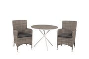Venture Home Parma cafébord ø90 - White Alu / Grey Aintwood+Malin Arm stol with cushion - Grey / Grey cushion_2