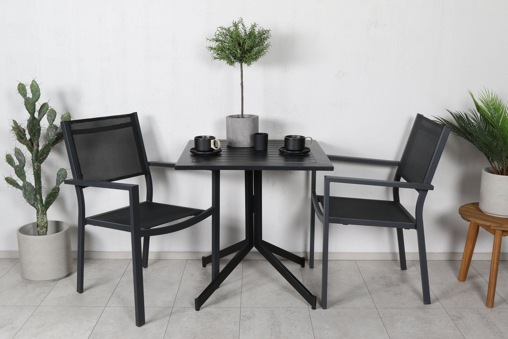 Venture Home Way café bord 70*70+Copacabana Stacking stol - Black/Black_2