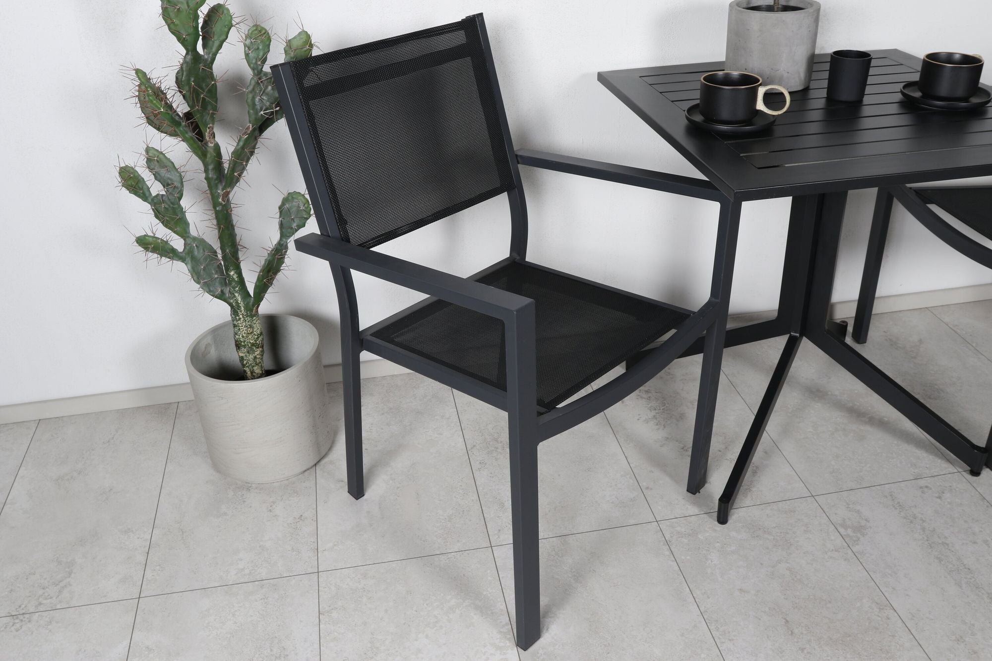 Venture Home Way café bord 70*70+Copacabana Stacking stol - Black/Black_2