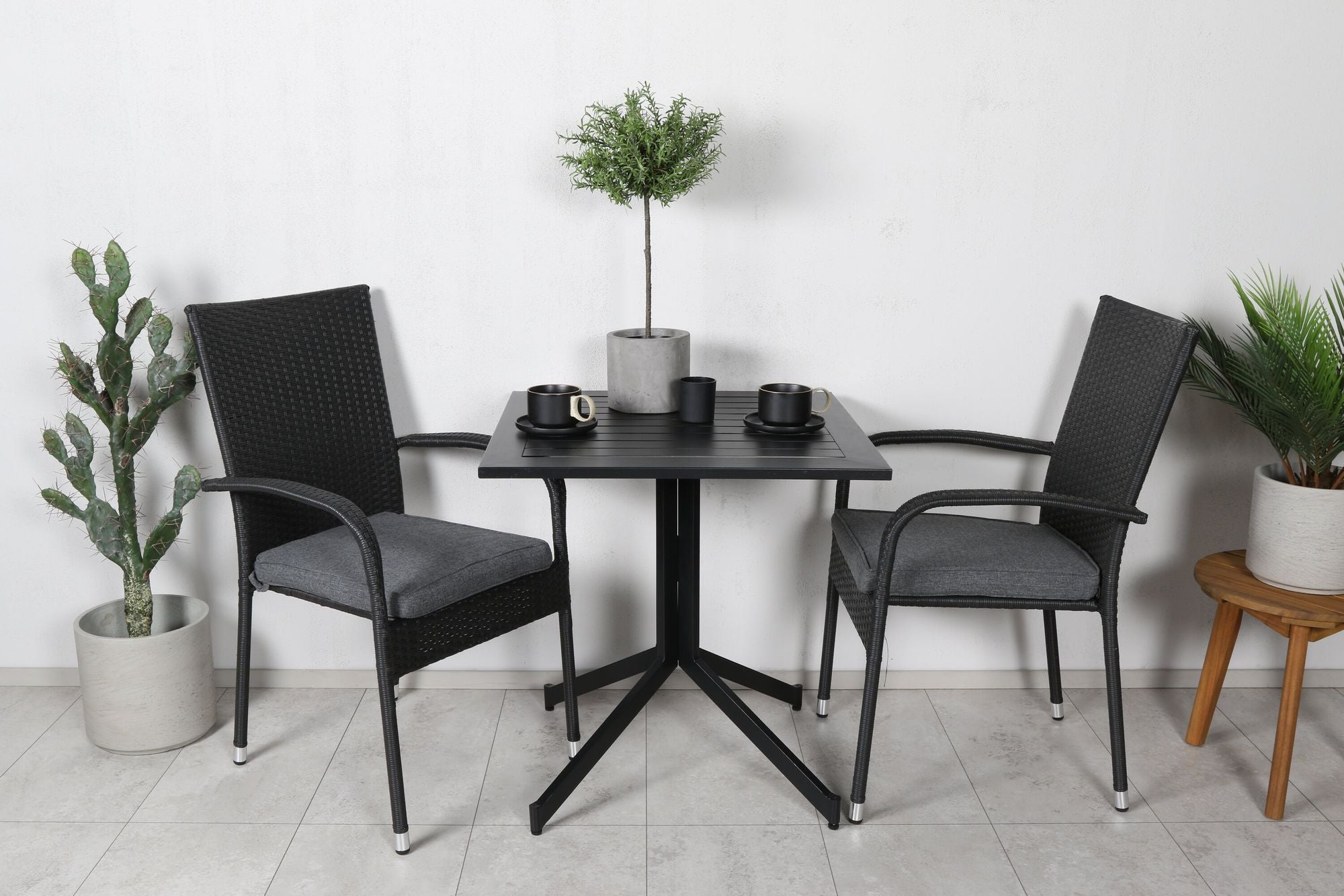 Venture Home Way café bord 70*70+Anna stol - Black_2