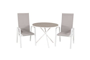 Venture Home Parma cafébord ø90 - White Alu / Grey Aintwood+Copacabana Recliner stol (stackable) - White Alu / Grey Textilene_2