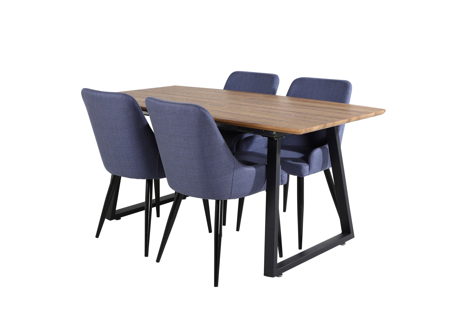 Venture Home Inca spisebord - 160/200*85*H75 - Oak / Black+Plaza Spisebordsstol - Black Legs - Blue Fabric_4