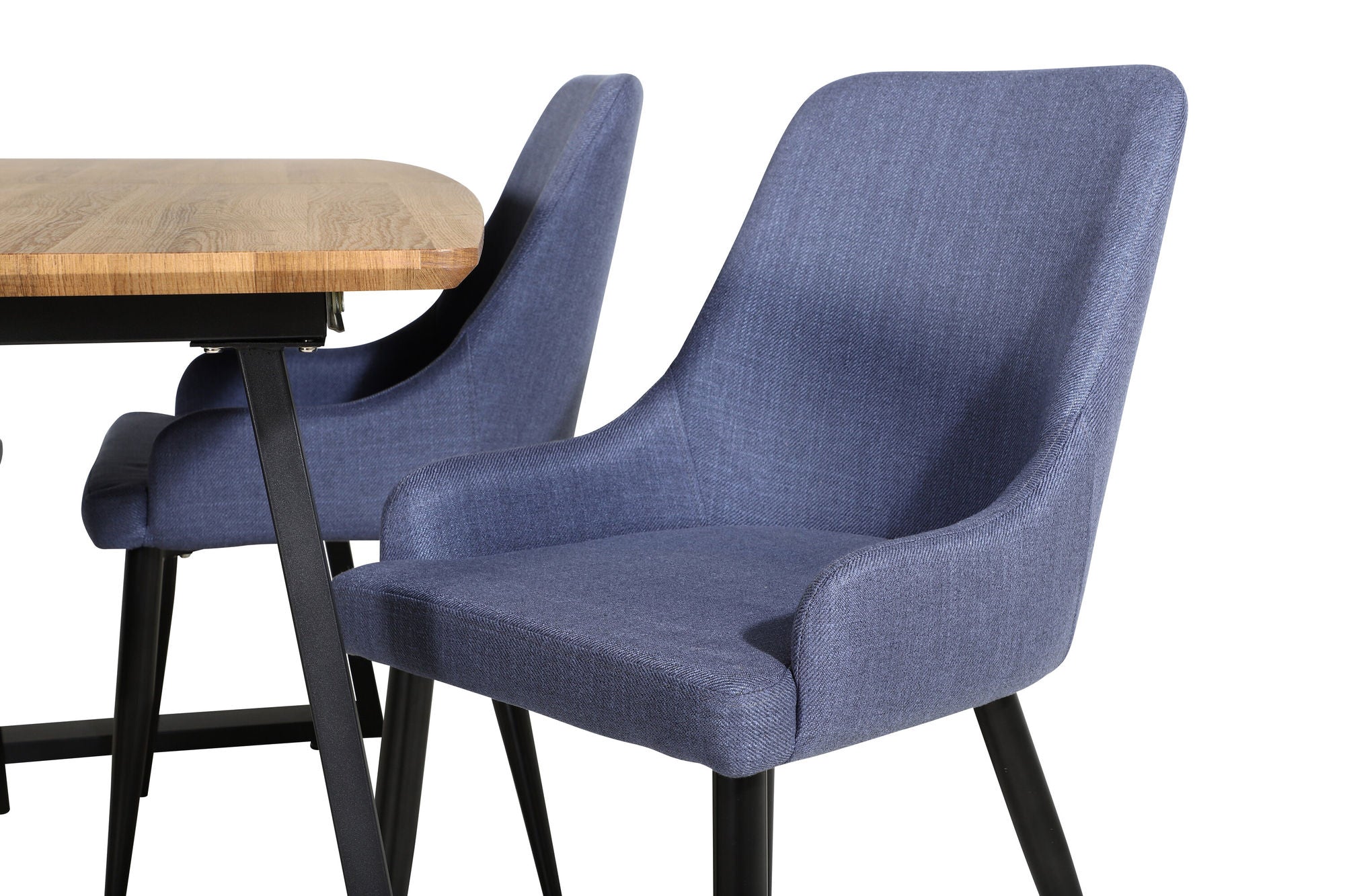 Venture Home Inca spisebord - 160/200*85*H75 - Oak / Black+Plaza Spisebordsstol - Black Legs - Blue Fabric_4