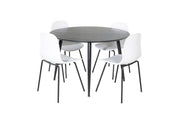 Venture Home Dipp spisebord - 115cm - Black Veneer / All black legs +Arctic Spisebordsstol - Black Legs - White Plastic_4