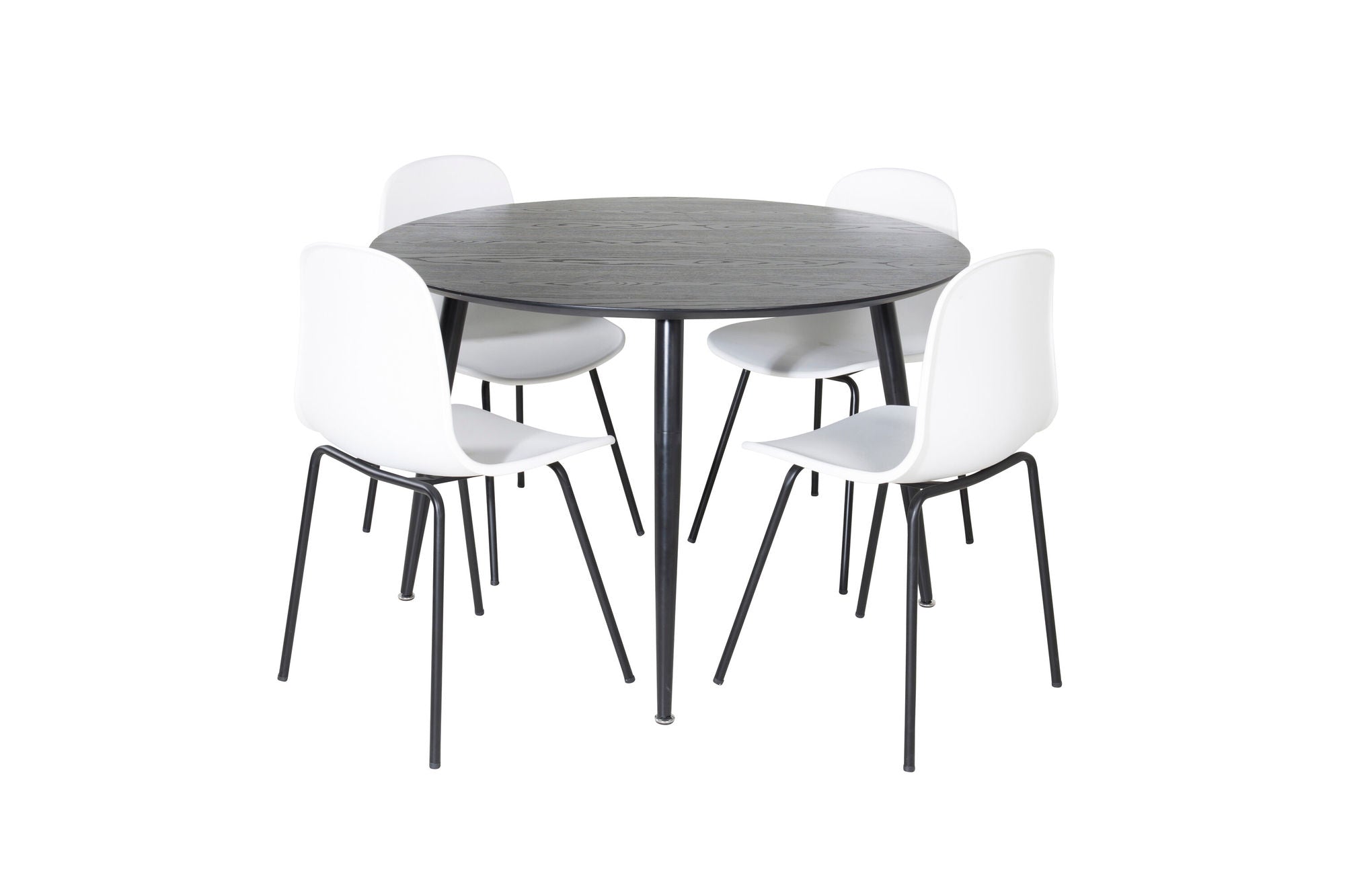 Venture Home Dipp spisebord - 115cm - Black Veneer / All black legs +Arctic Spisebordsstol - Black Legs - White Plastic_4