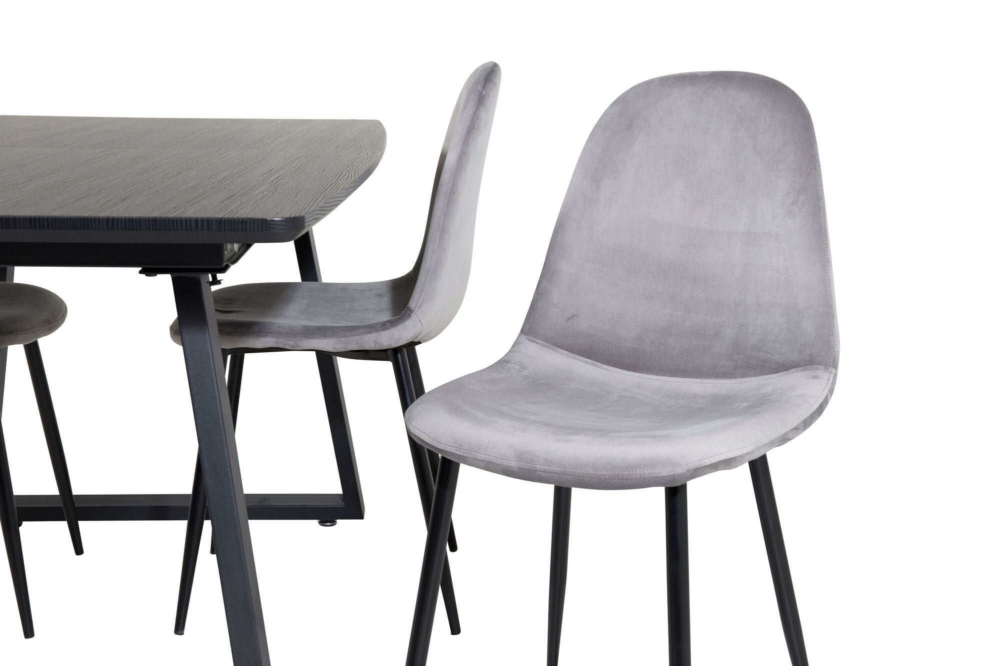 Venture Home Inca Extentionbord - Black top / black Legs+Polar Spisebordsstol - Black legs / Light Grey Velvet (ersätter 19902-885)_4