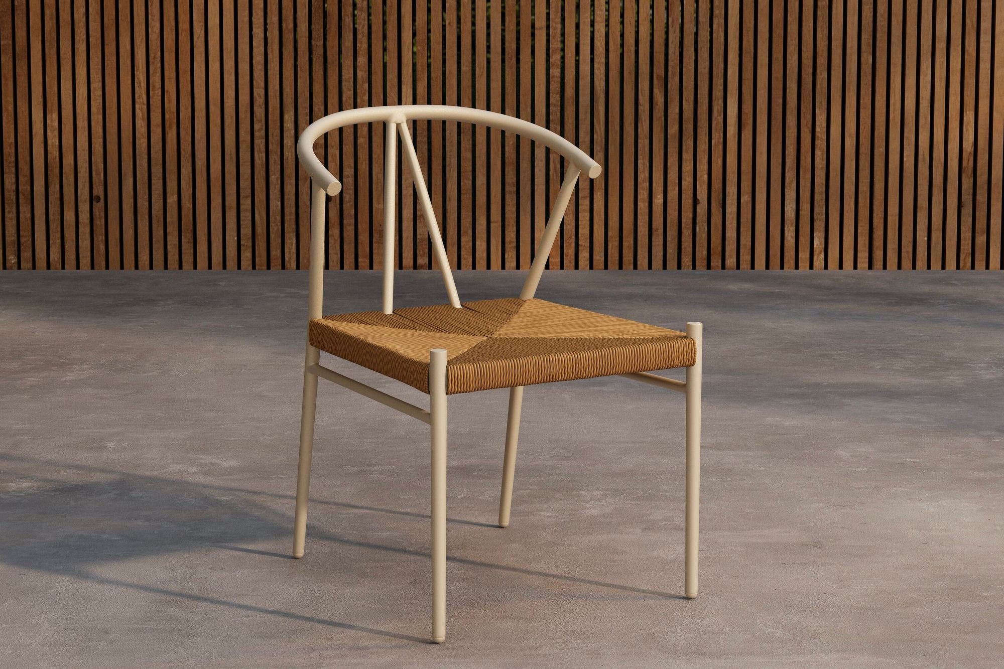 Venture Home Alfons Spisebordsstol - Beige Powder Coating / Natural rattan