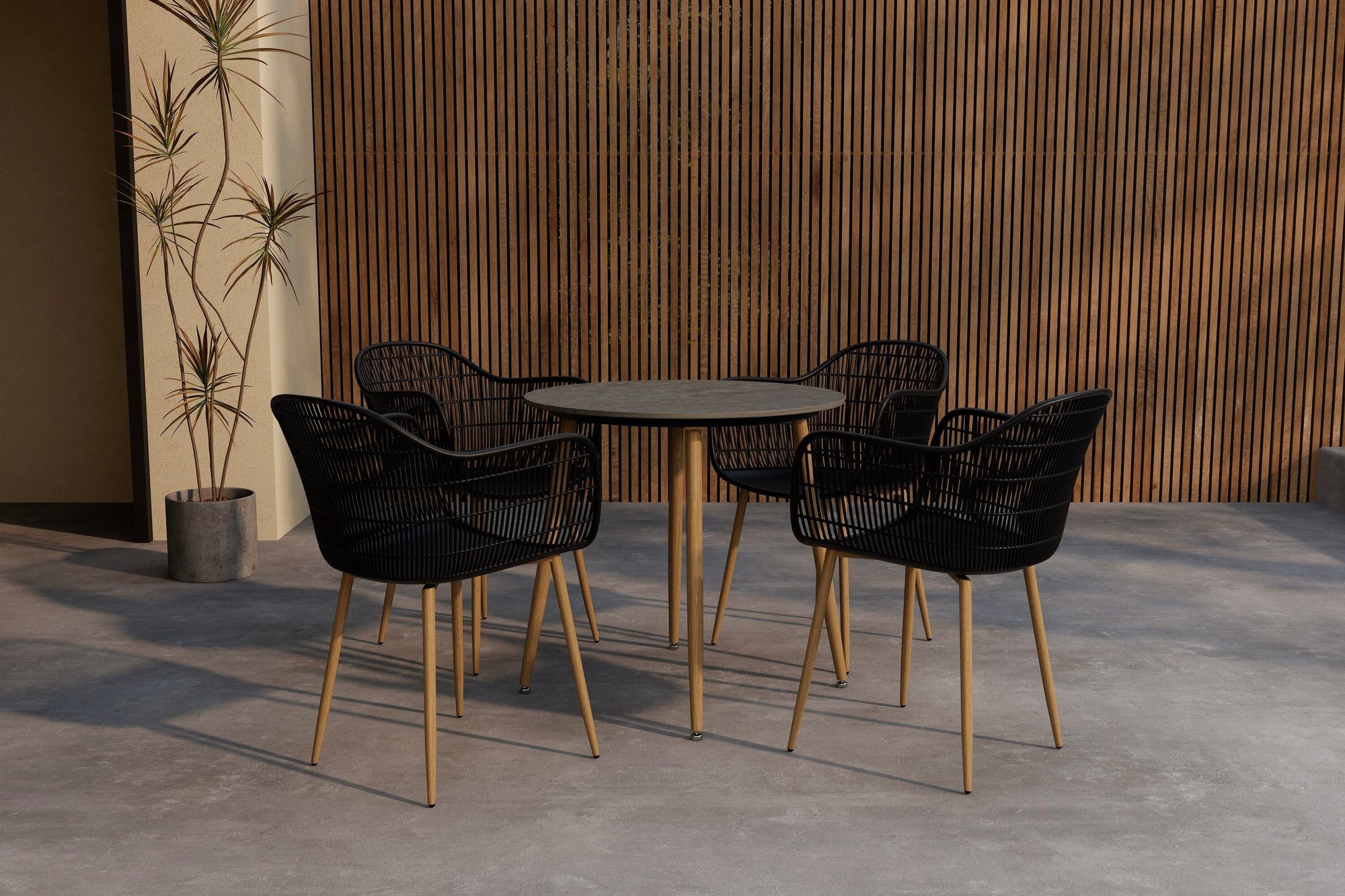 Venture Home Anafi rund Dining Set ø80 - Wood / Black