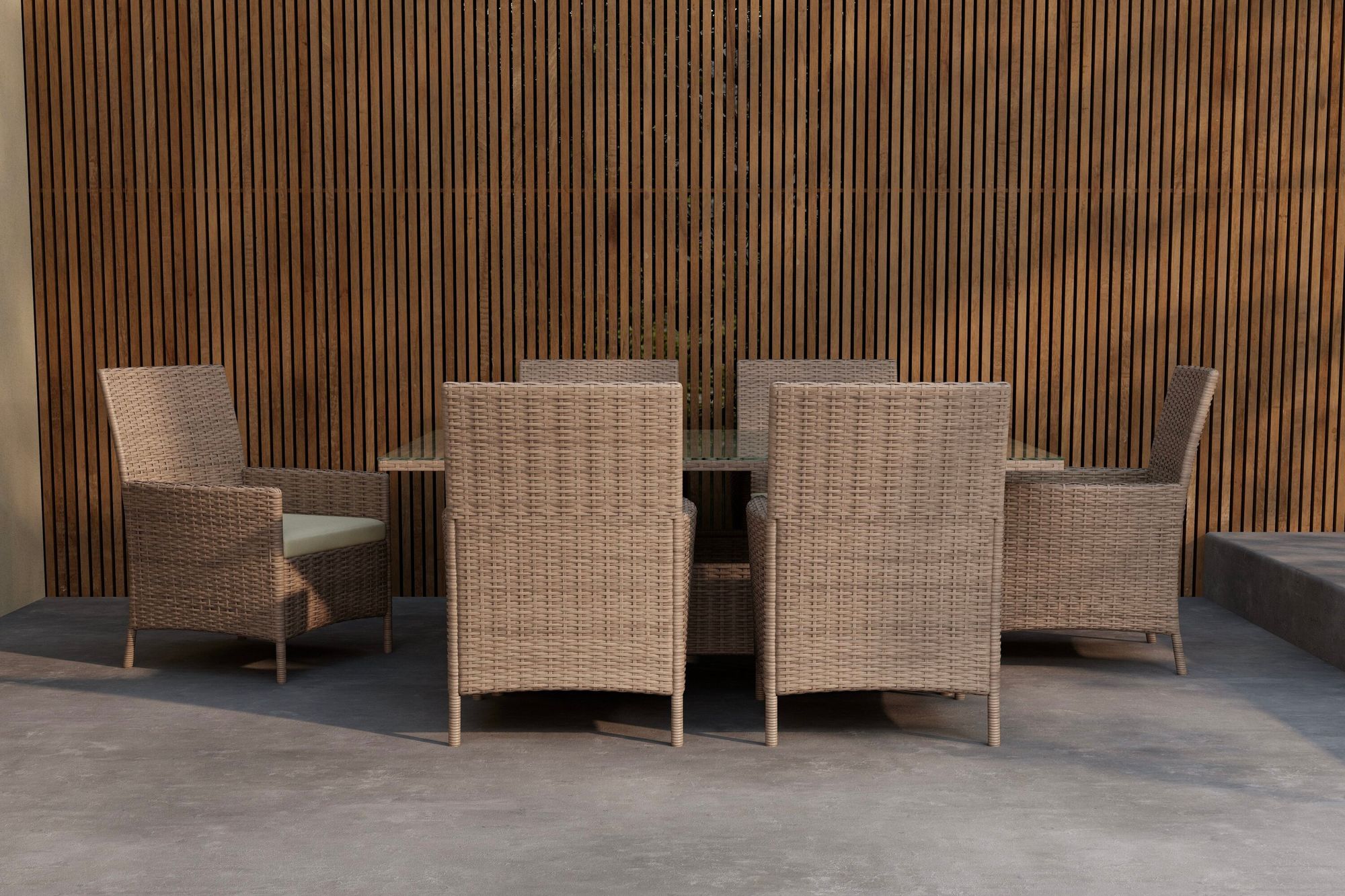 Venture Home Lefkas Rectangular Dining Set - Brown Steel Rattan