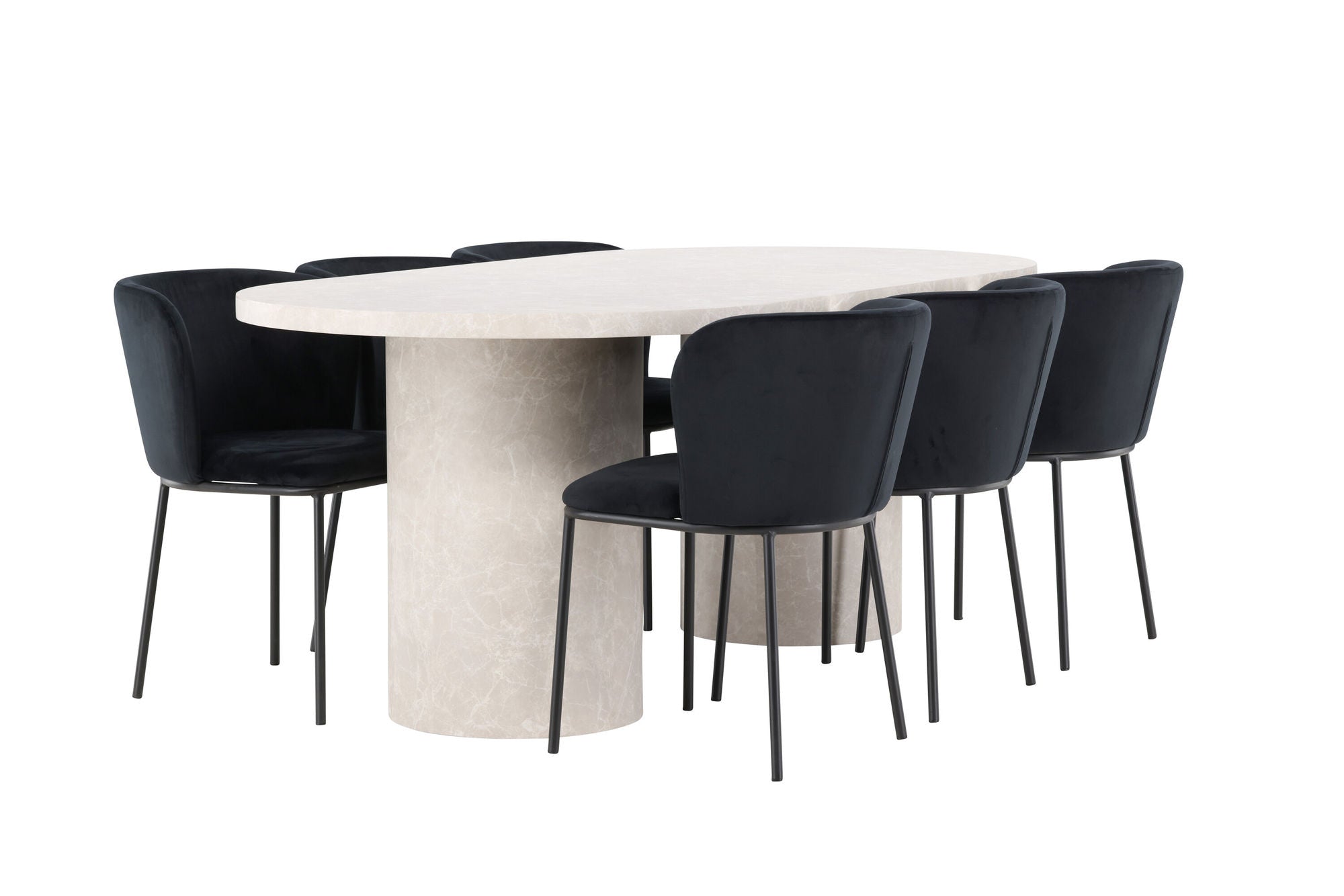 Venture Home Narvik bord - Beige with 6 Edina stol - Black