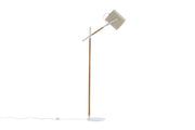 Venture Home Dennis -Floor lampe - White / Wood/Beige Linen