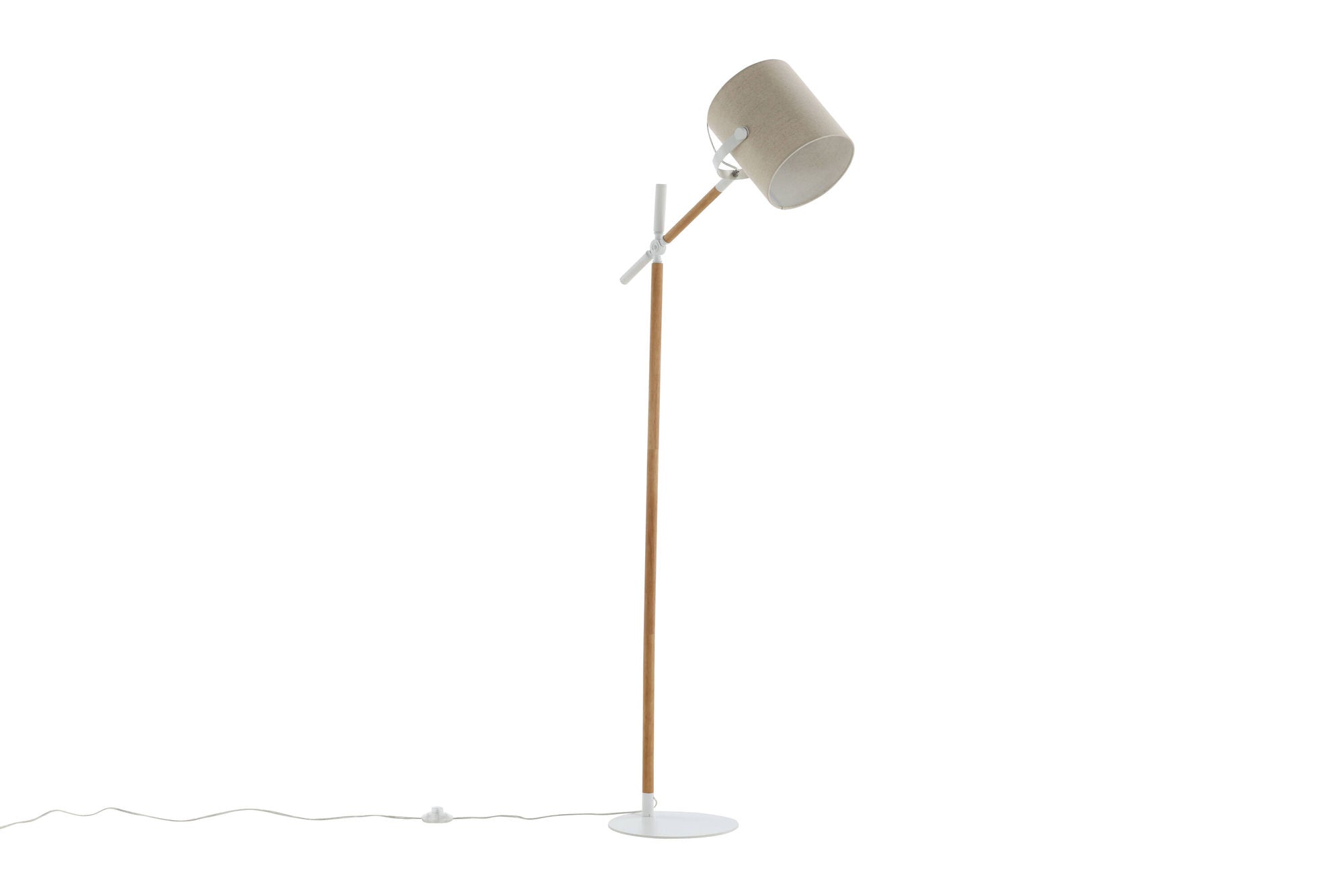 Venture Home Dennis -Floor lampe - White / Wood/Beige Linen