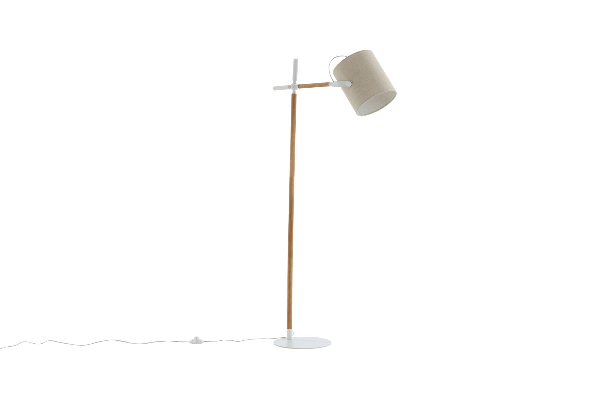 Venture Home Dennis -Floor lampe - White / Wood/Beige Linen