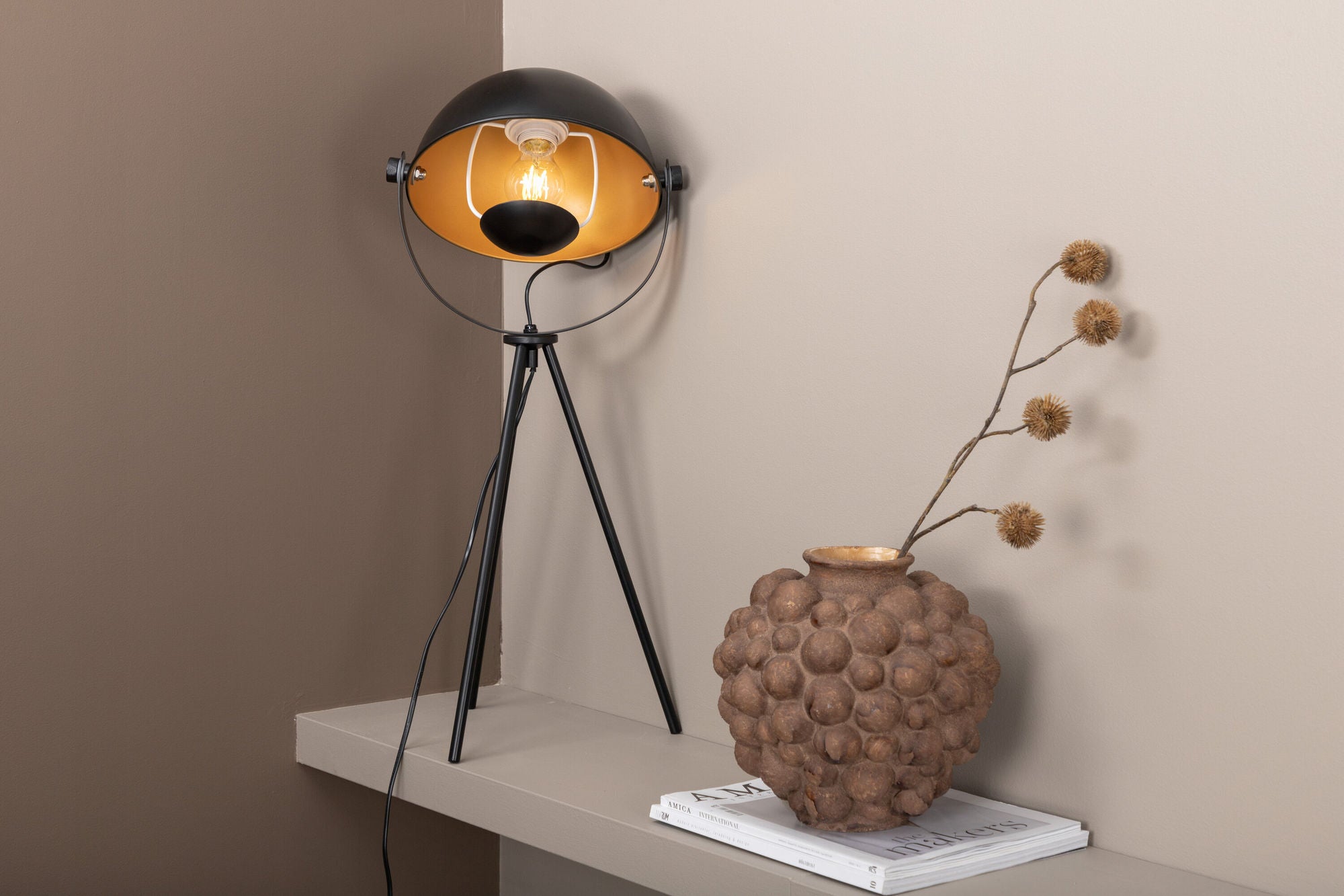 Venture Home Search -bord lampe - Black/Black / Brass