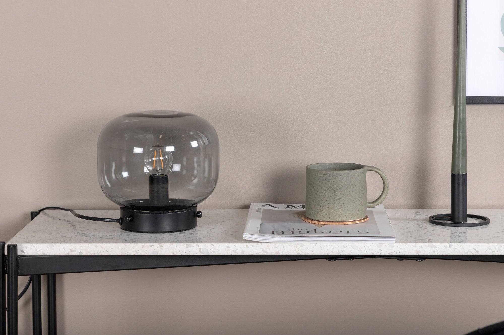 Venture Home Bollonelie -bord lampe - Black/Black smokey Glass