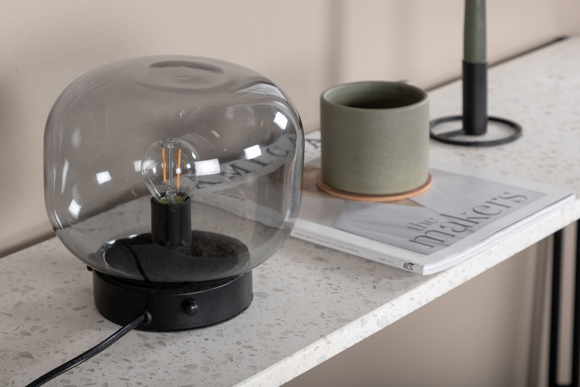 Venture Home Bollonelie -bord lampe - Black/Black smokey Glass