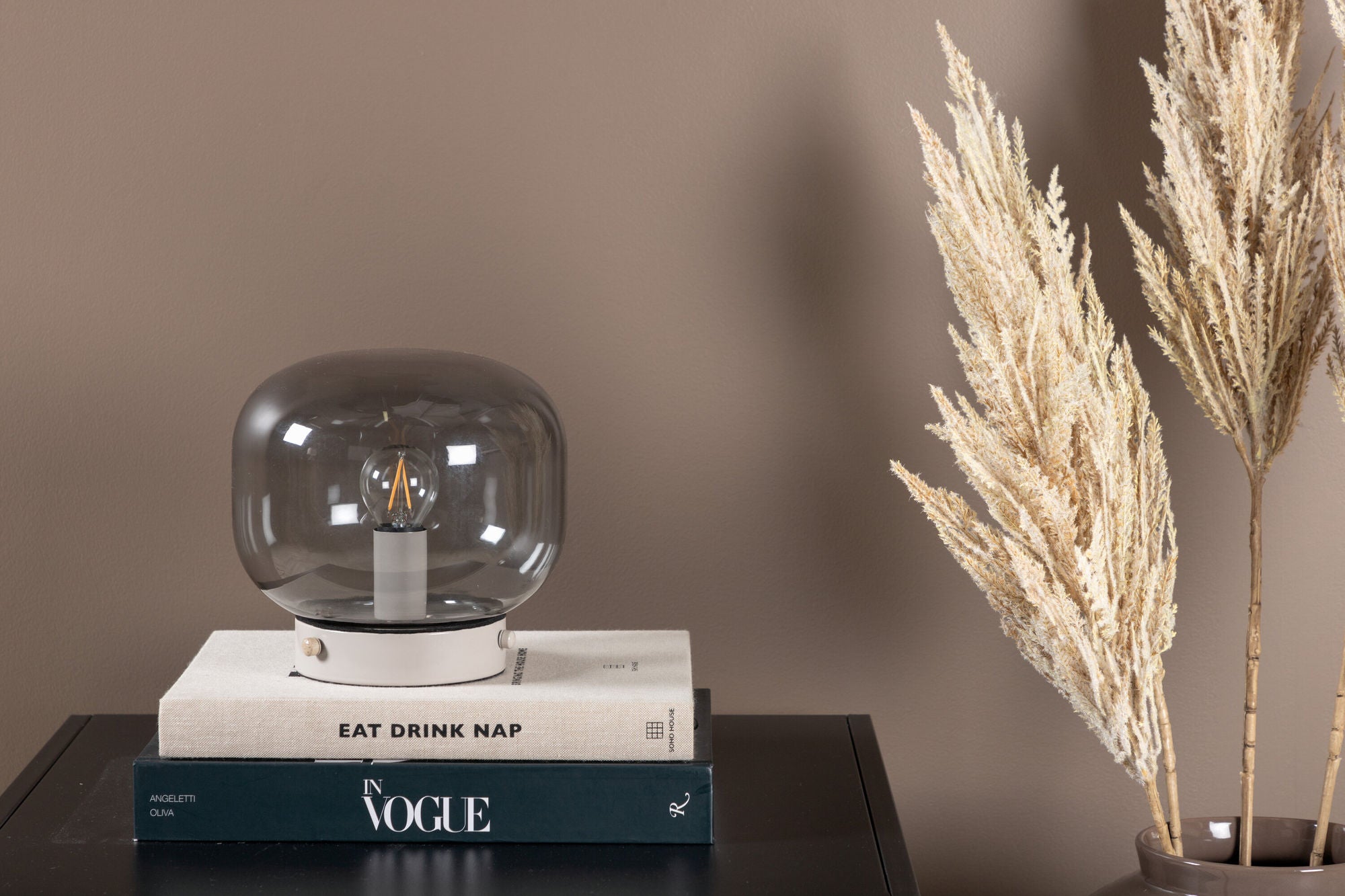 Venture Home Bollonelie -bord lampe - Beige/Black smokey Glass