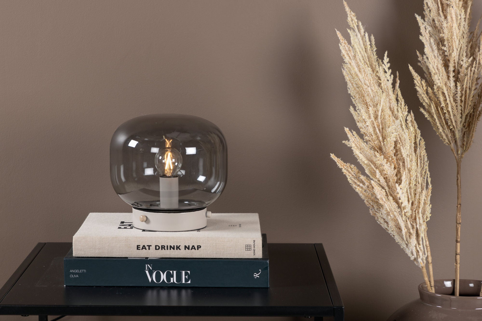 Venture Home Bollonelie -bord lampe - Beige/Black smokey Glass