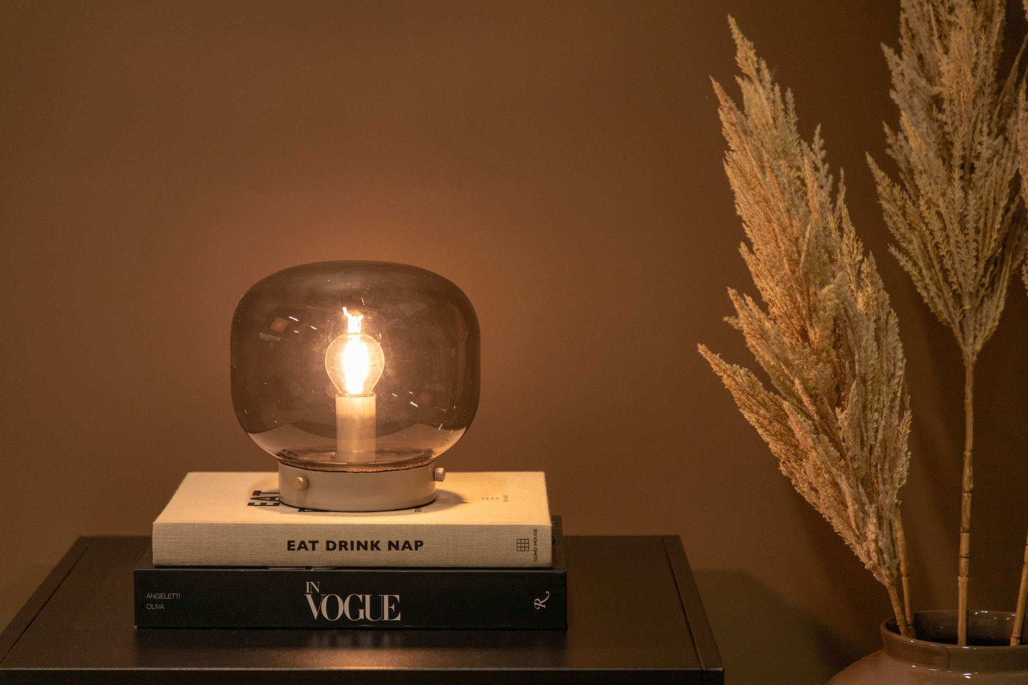 Venture Home Bollonelie -bord lampe - Beige/Black smokey Glass