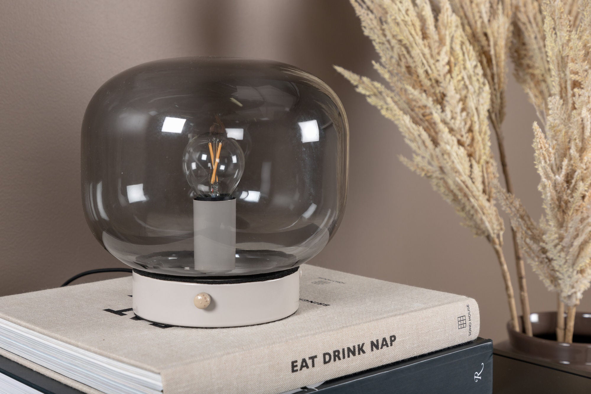 Venture Home Bollonelie -bord lampe - Beige/Black smokey Glass