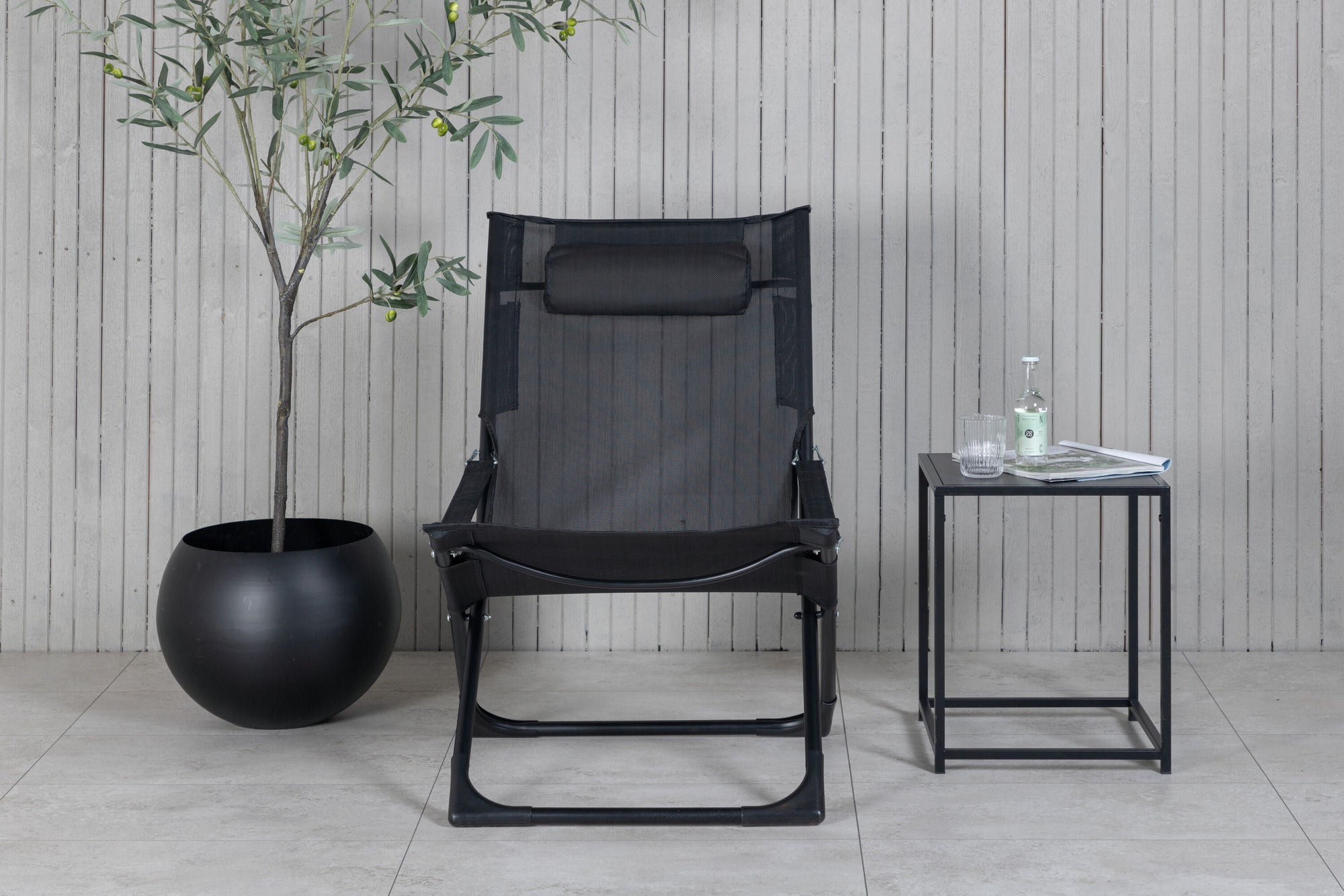 Venture Home Seville Foldable Relax stol 2-pack - Black Frame/Black Cushion