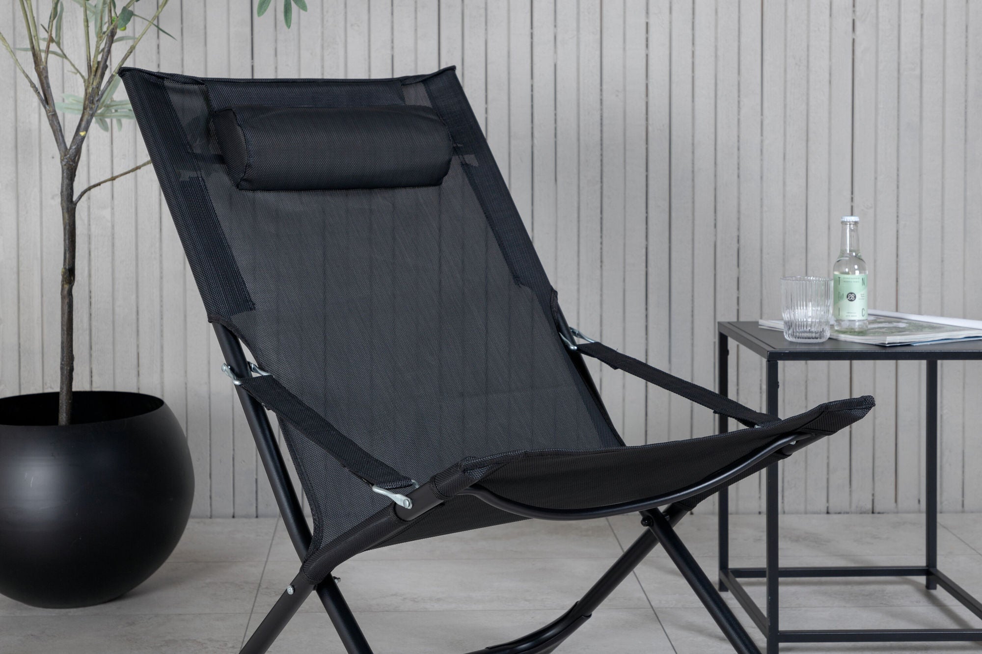 Venture Home Seville Foldable Relax stol 2-pack - Black Frame/Black Cushion