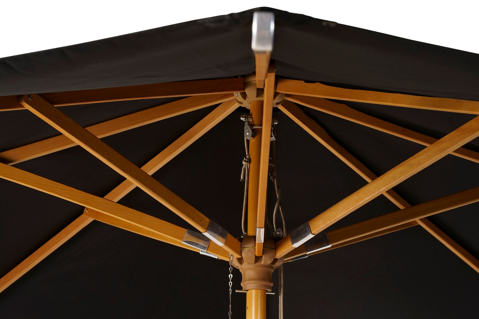 Venture Home Naxos Umbrella - 3m - Wood / Black Fabric