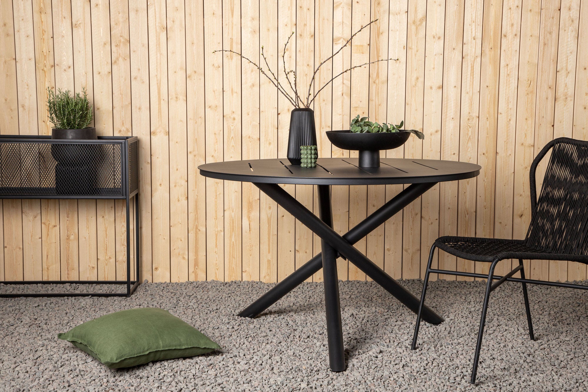 Venture Home Alma spisebord - Black Alu - ø120cm