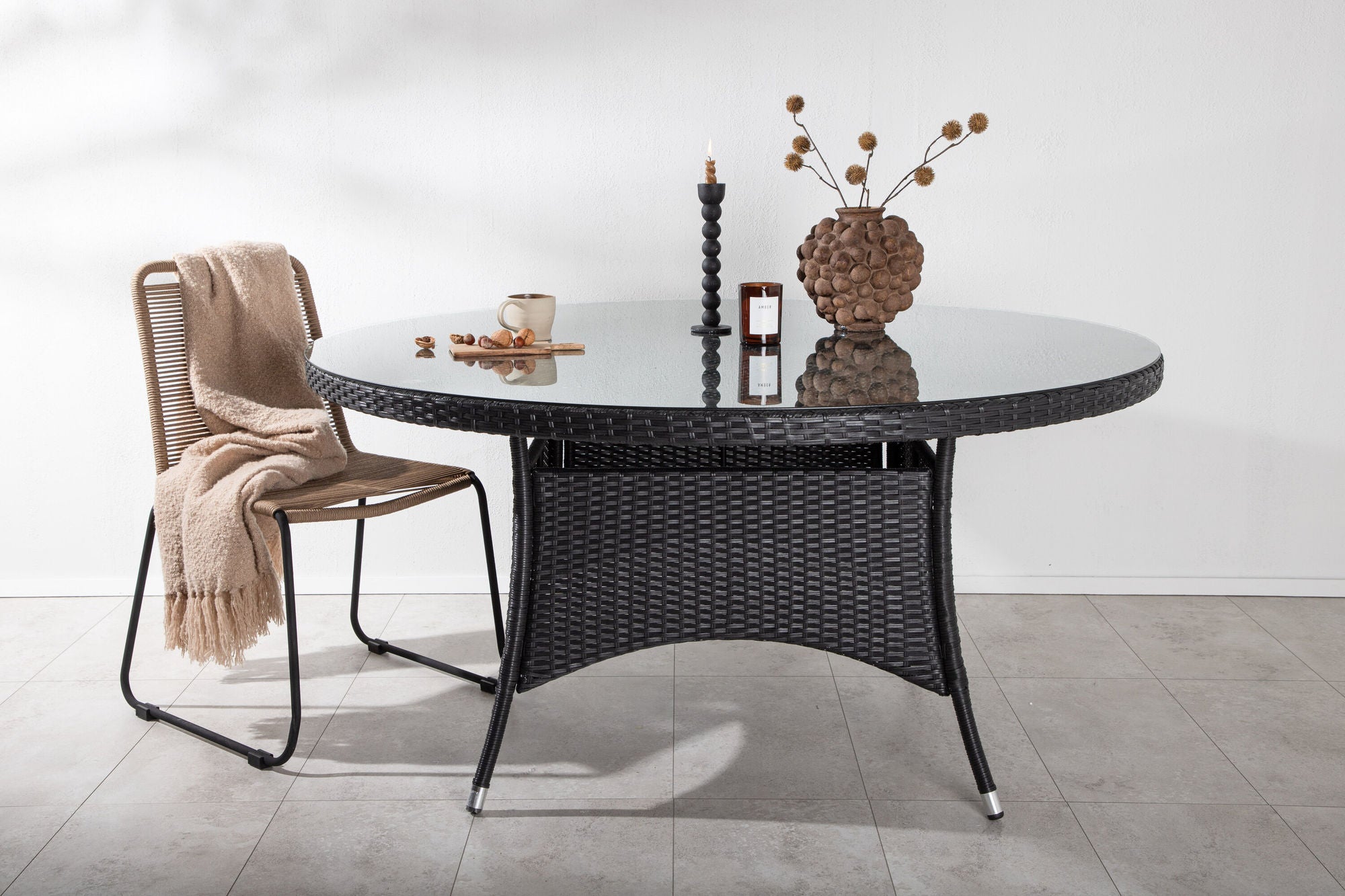 Venture Home Volta bord ø 150 - Black/Glass
